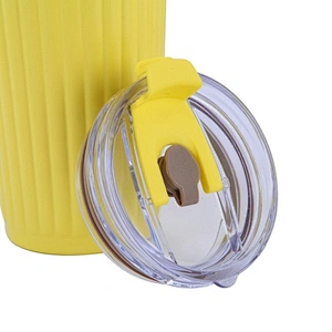 350 ml double wall stainless steel vacuum cup with plastic handle and two functions plastic lid